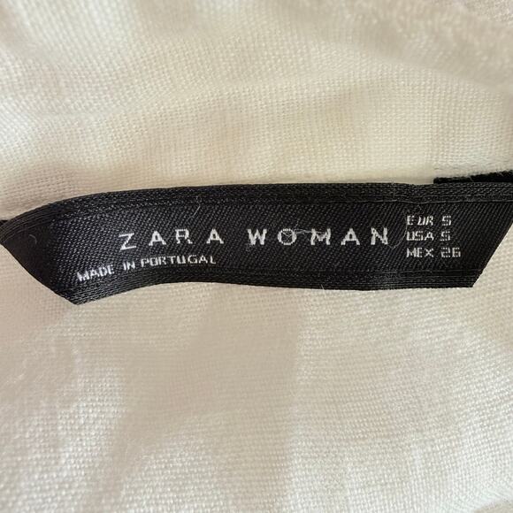 Zara Woman 100% Linen Button Front Tunic Oversized White Size M Made in Portugal - Picture 7 of 9